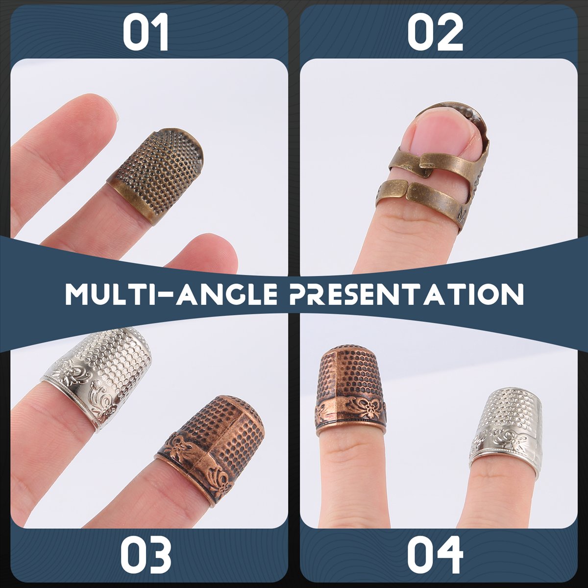 Sewing Thimble Metal - Набор из 6 штук: регулируемые металлические