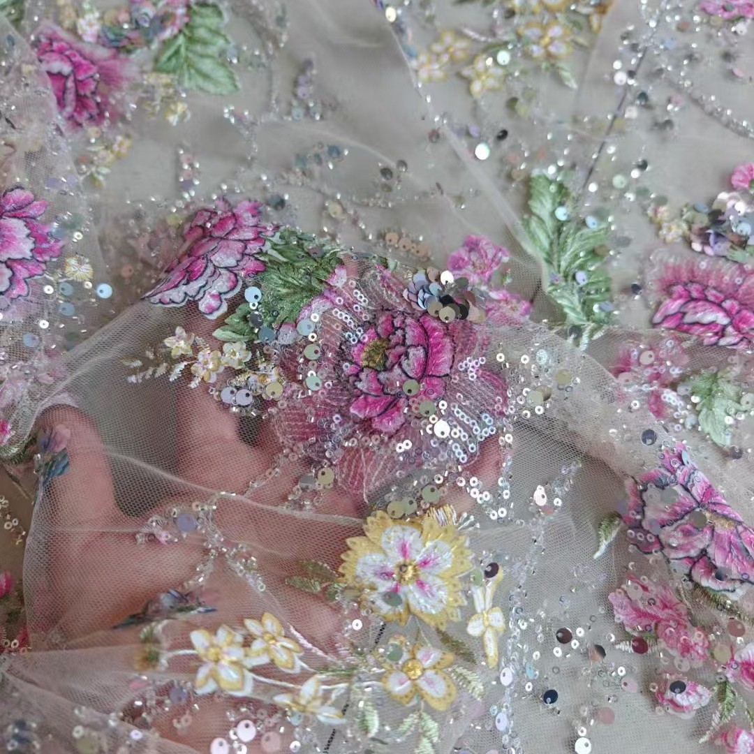 Textile For Sewing - Роскошная кружевная ткань с бисером шириной